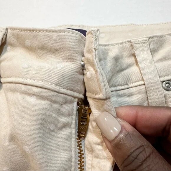 NYDJ Ankle Pants Beige Cream Polka Dot Print Straight Leg, Size 4P - Picture 5 of 14